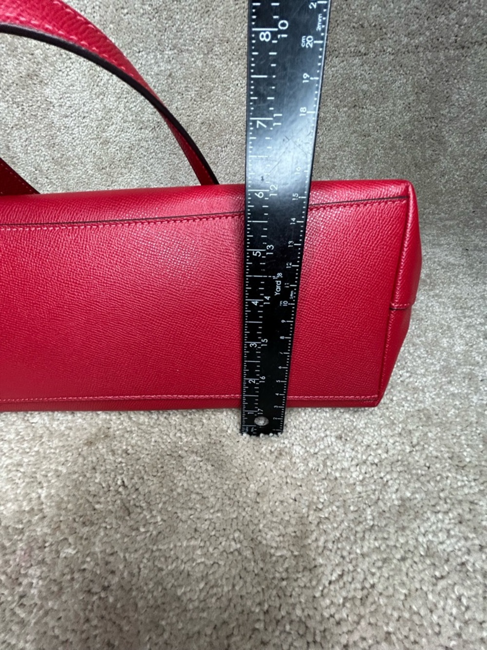 COACH 79608 Gallery Tote Crossgrain Leather Shoulder Bag Gold/Red Apple - Picture 9 of 12